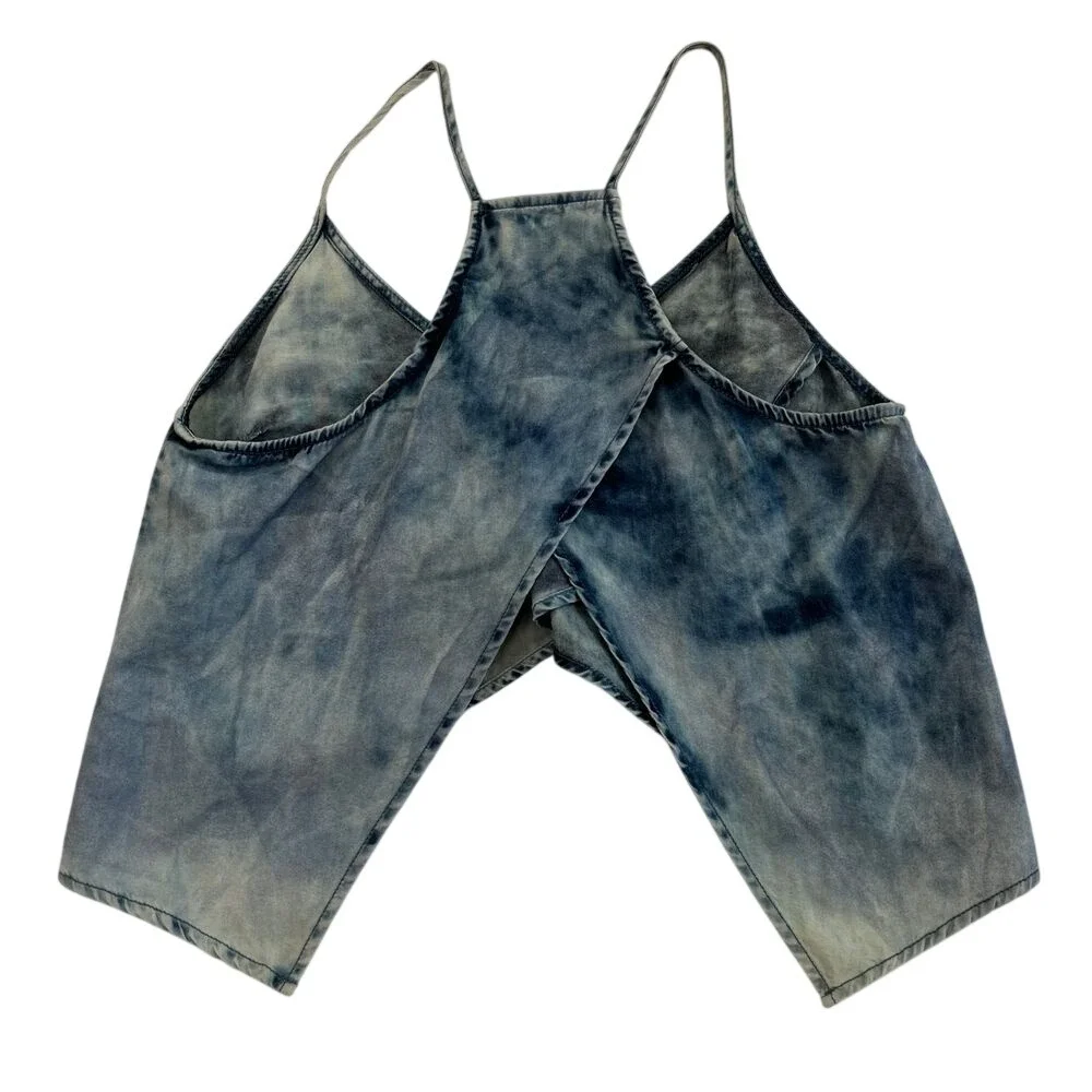 Mebon Womens Y2K Style‎ Blue Marble Butterfly Crop Top, Y2K Blue Denim Tops 135 - Picture 3 of 6